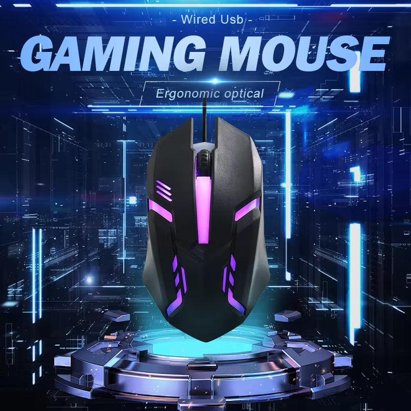 Pack Essentiel Informatique – Souris Filaire Rétroéclairée Performante + Tapis Antidérapant